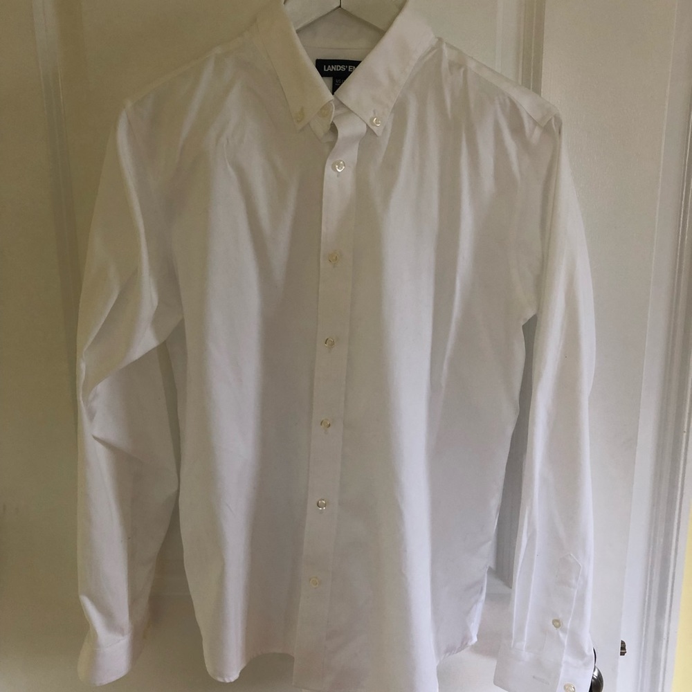 Land’s End white button shirt 100% cotton